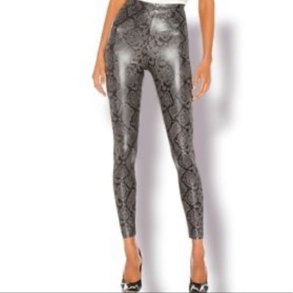 7FAMK high waisted faux leather snakeskin leggings